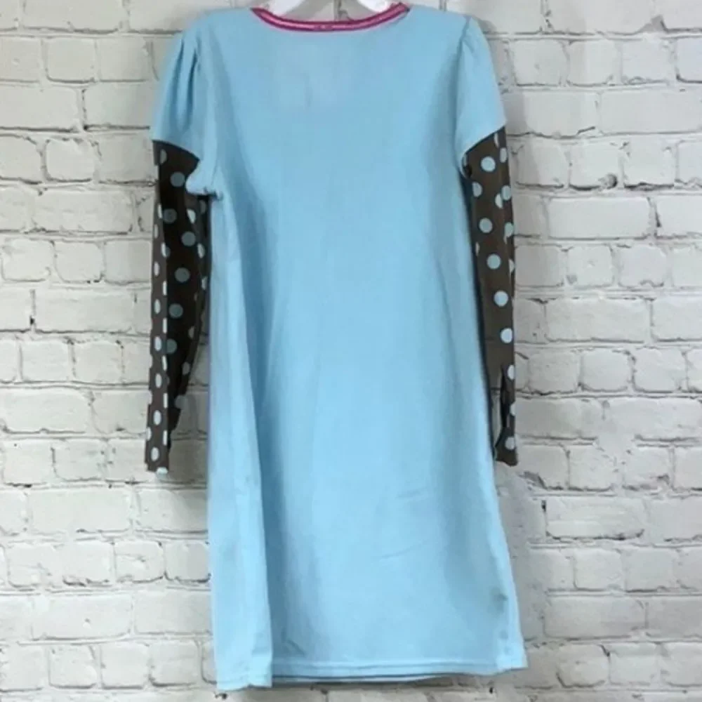 Carter’s Nightgown Girls Blue Fleece Dog Brown Polka Dot Medium 6/6X PJ Gown